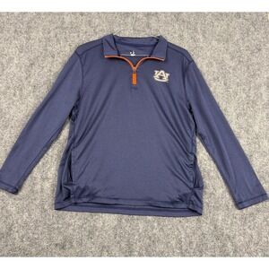 Auburn Tigers Mens Large Navy Blue Quarter Zip Pullover Performance Shirt AU